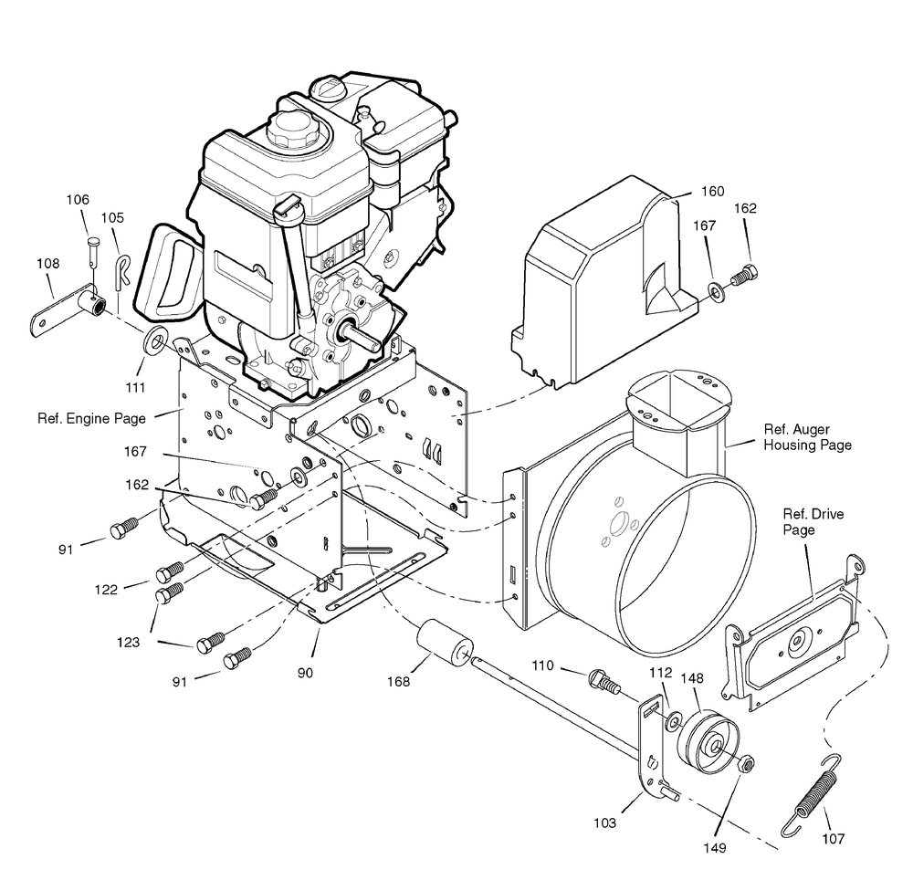 Frame Diagram and Parts List for 1695366-6291500X61 2007 Briggs and Stratton Snow Blower